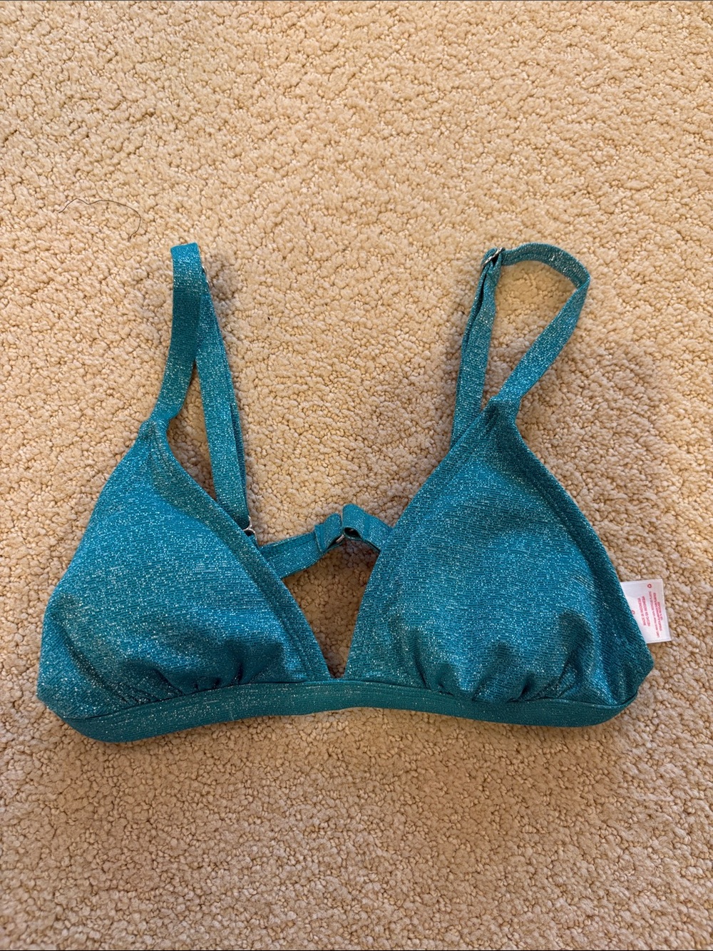 Target Shimmer Triangle Bikini Top in Teal Blue